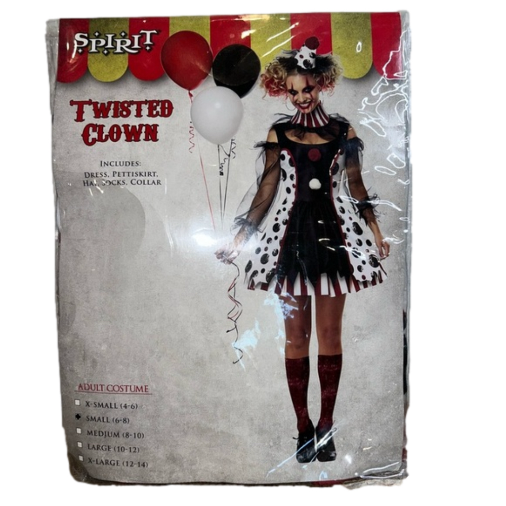 Twisted Clown Spirit Halloween Costume Adult Small